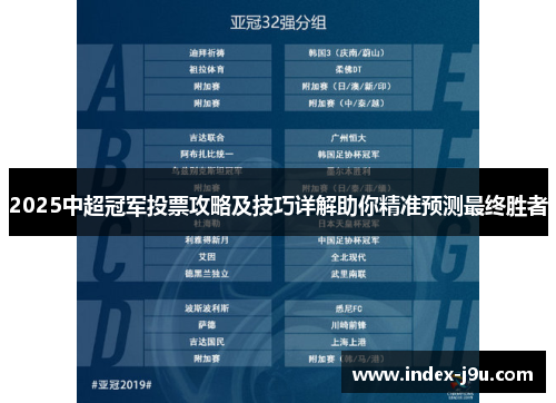 2025中超冠军投票攻略及技巧详解助你精准预测最终胜者